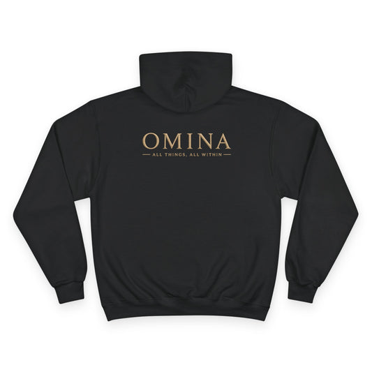 Omina Logo Hoodie — Minimalist Back Print Champion-Style Pullover Printify
