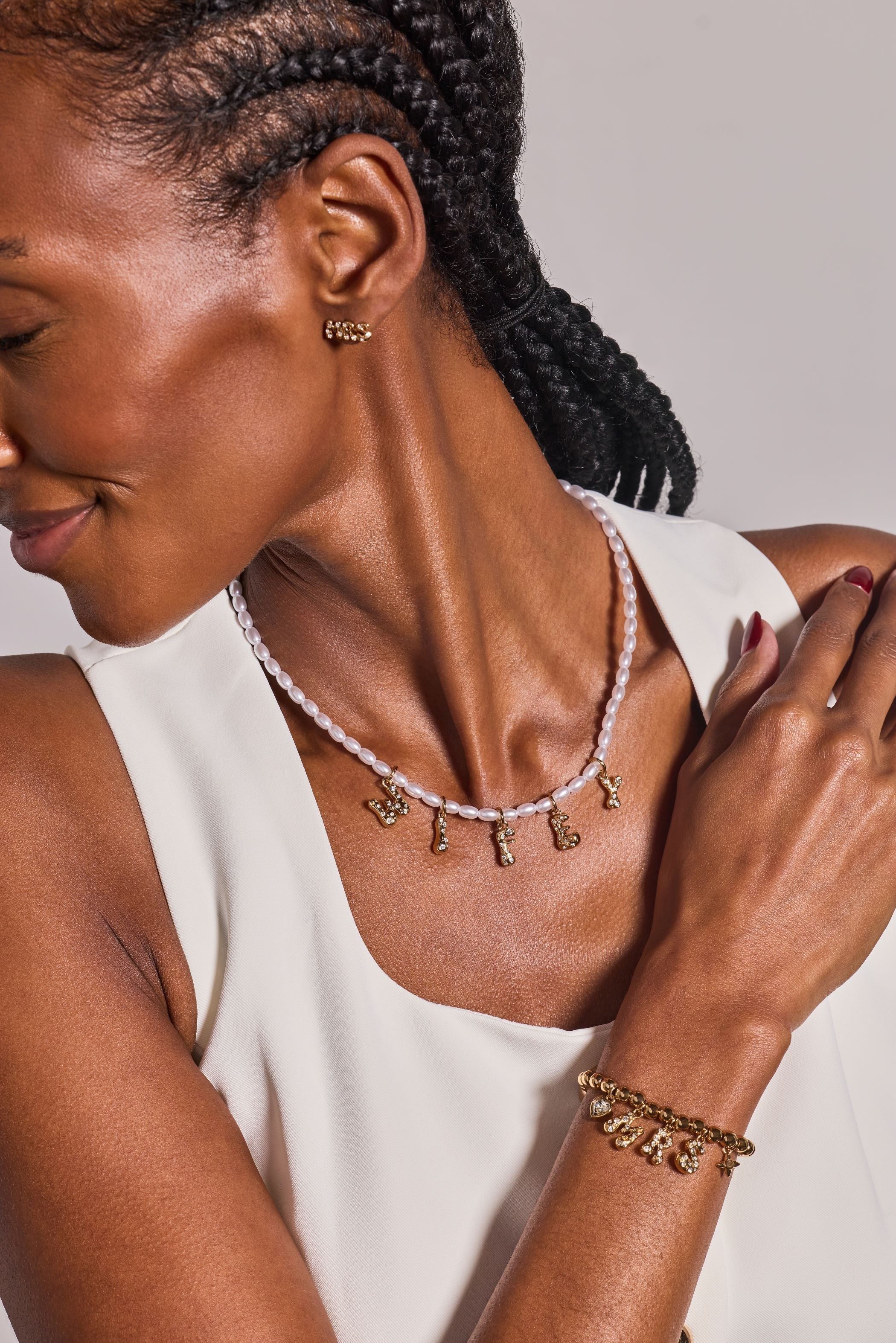 'Mrs" Beaded Bubble Bolo Bracelet