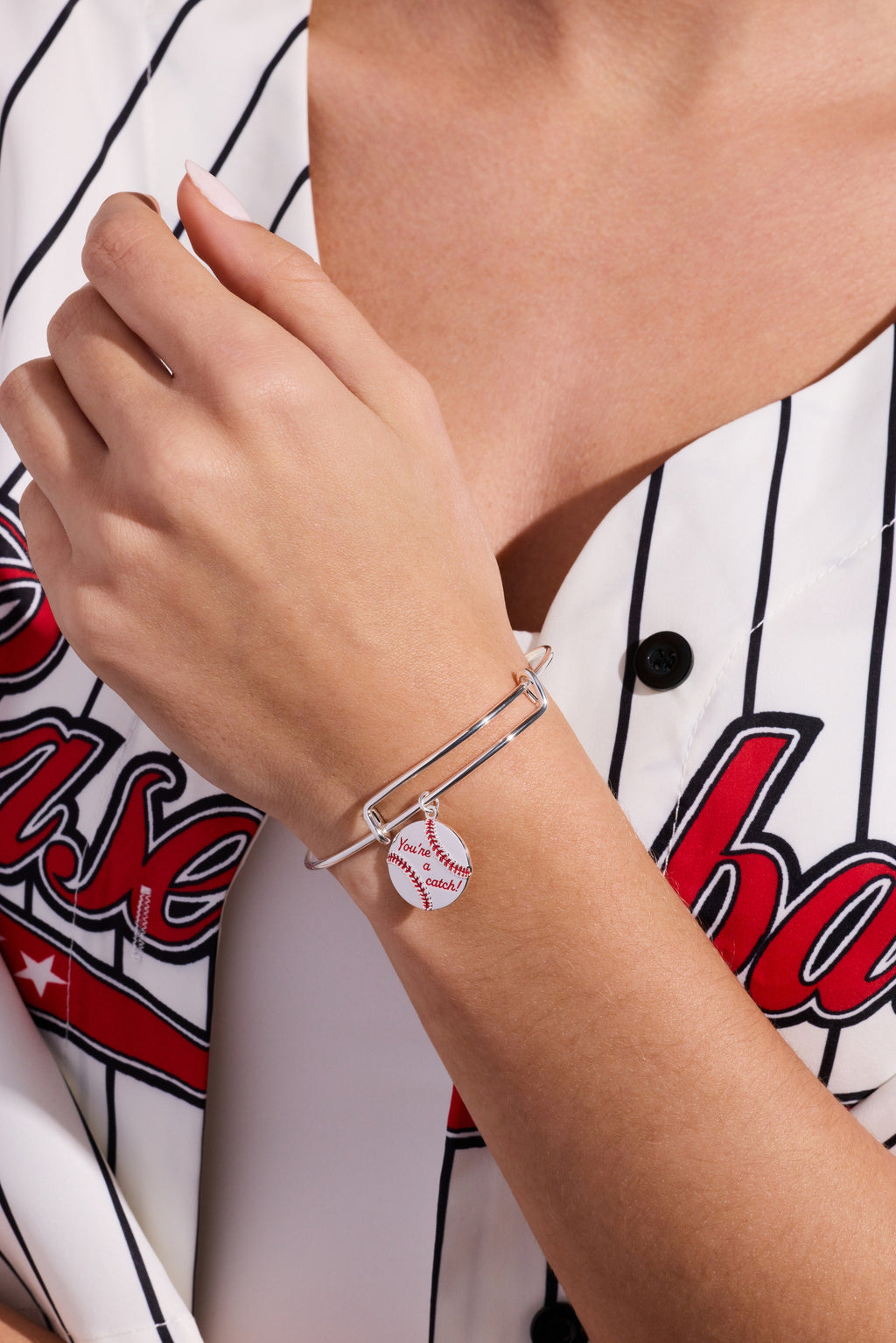 "You're A Catch" Baseball Charm Bangle