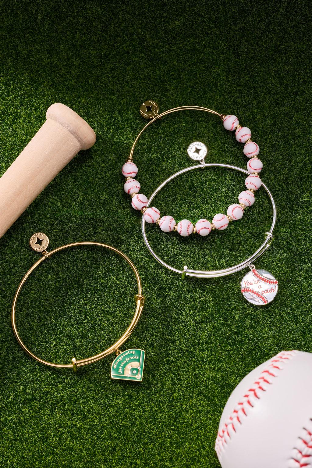 "You're A Catch" Baseball Charm Bangle
