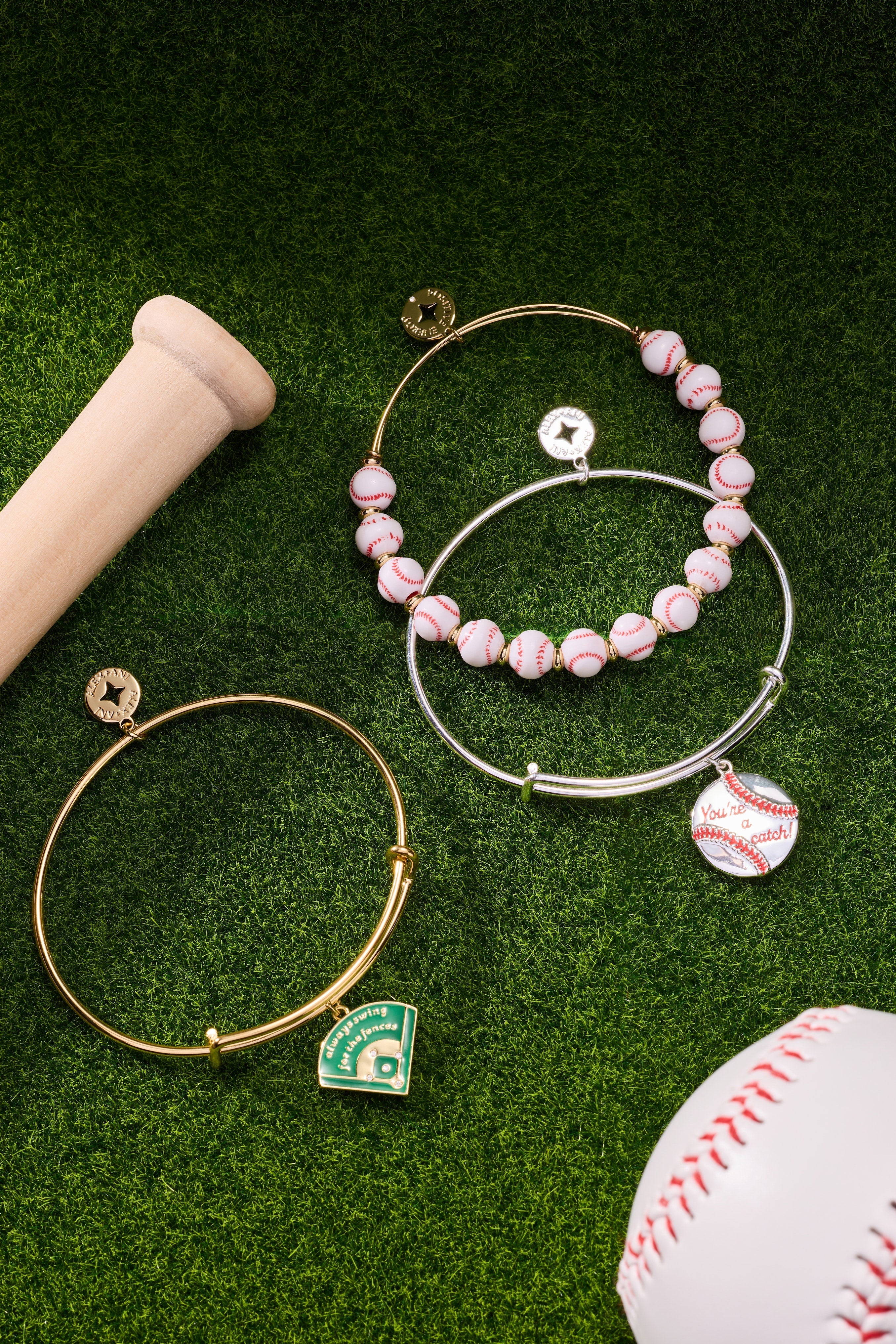 "You're A Catch" Baseball Charm Bangle