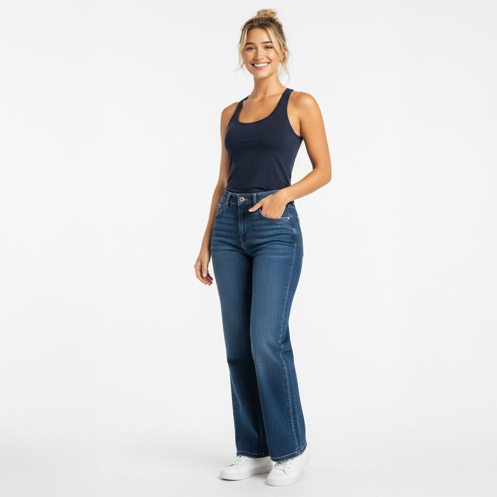 Alexa Navy Scoop Neck Tank Auragen