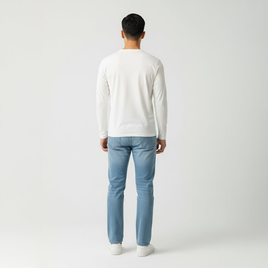 Mason White Long Sleeve Crew Auragen