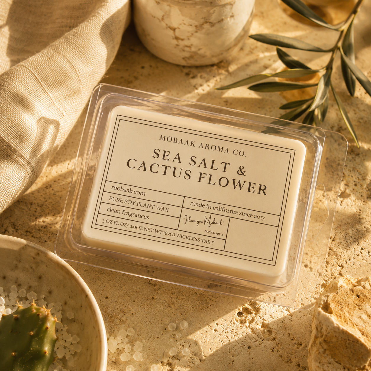 Sea Salt & Cactus Flower Wax Melt (Wickless Tart) Mobaak Aromatherapy Shoppe