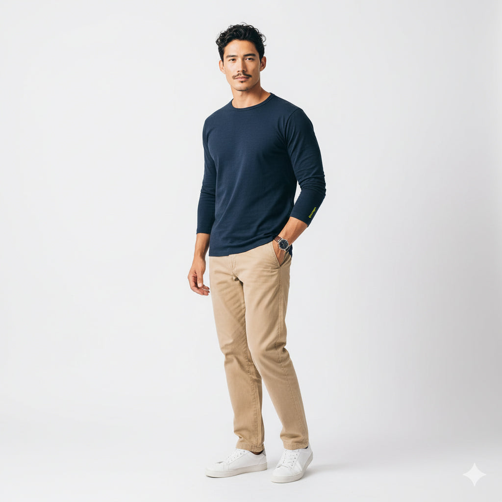 Mason Navy Long Sleeve Crew Auragen