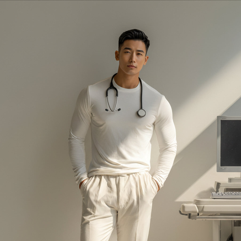 Mason White Long Sleeve Crew Auragen
