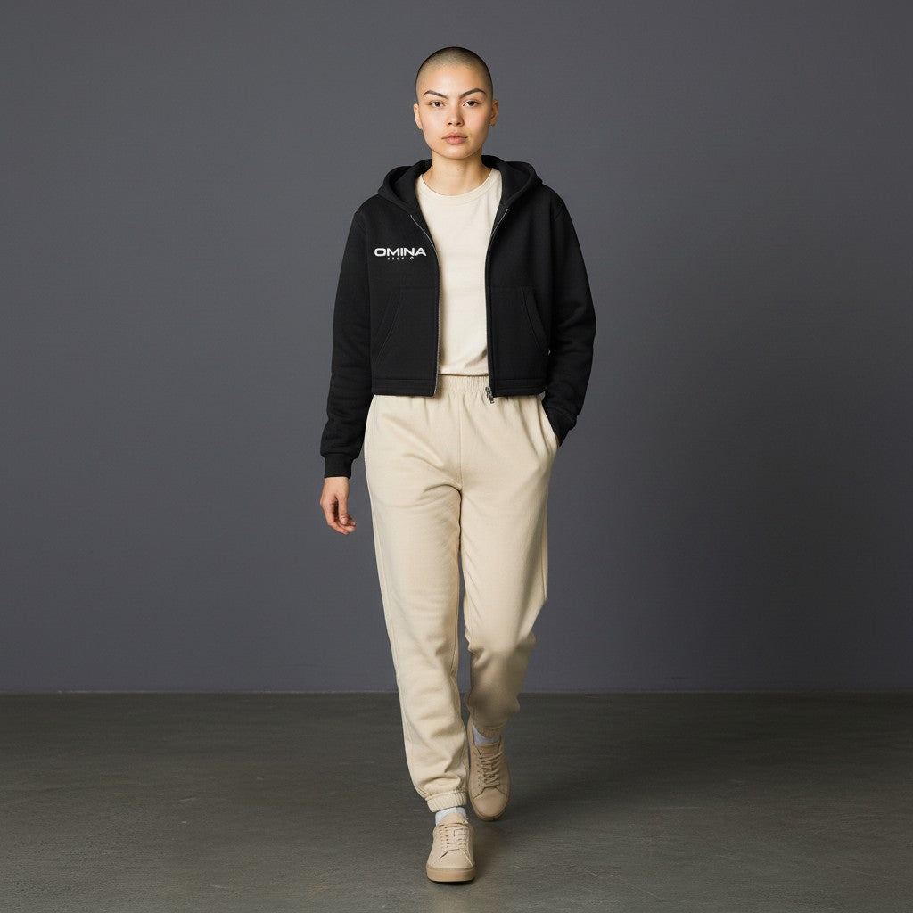 OMINA STUDIO — Move With Intention Cropped Zip Hoodie ODMPOD