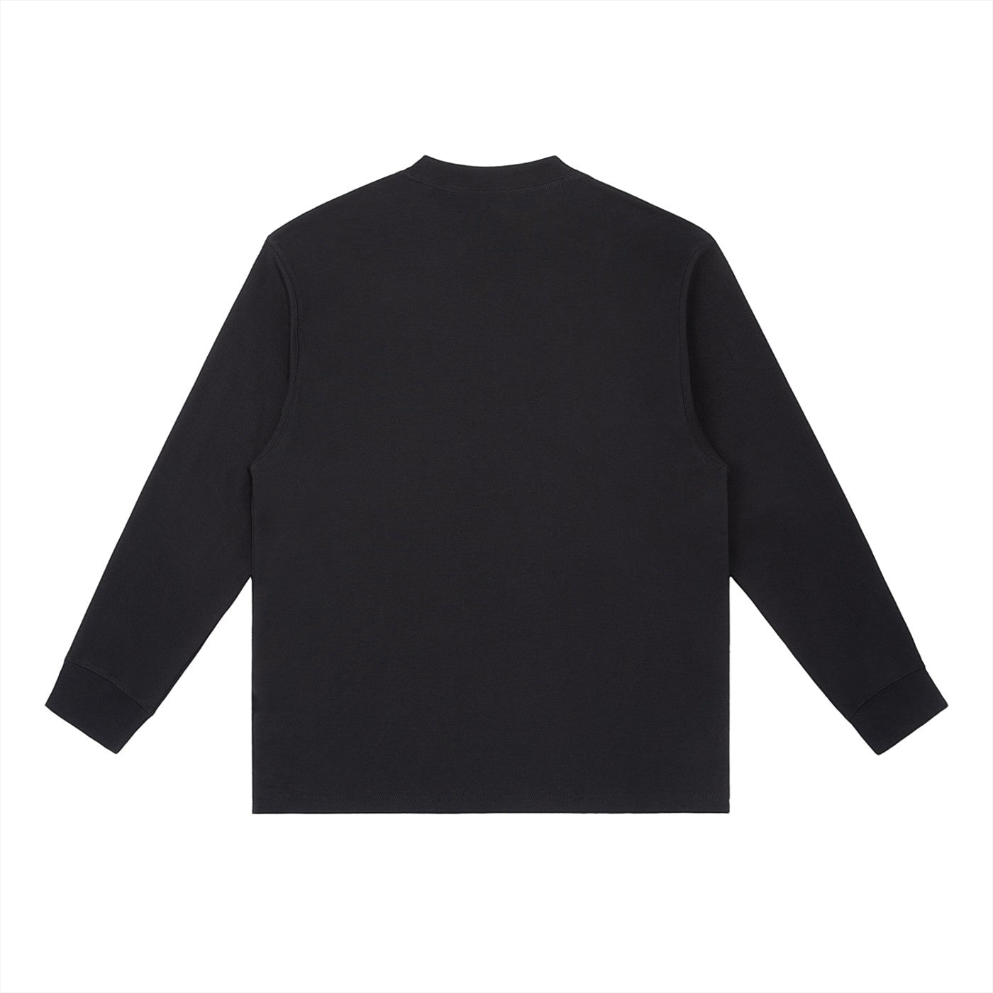 Omina black cotton blend long-sleeve t-shirt with crewneck and relaxed fit.