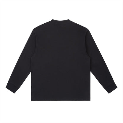 Omina black cotton blend long-sleeve t-shirt with crewneck and relaxed fit.