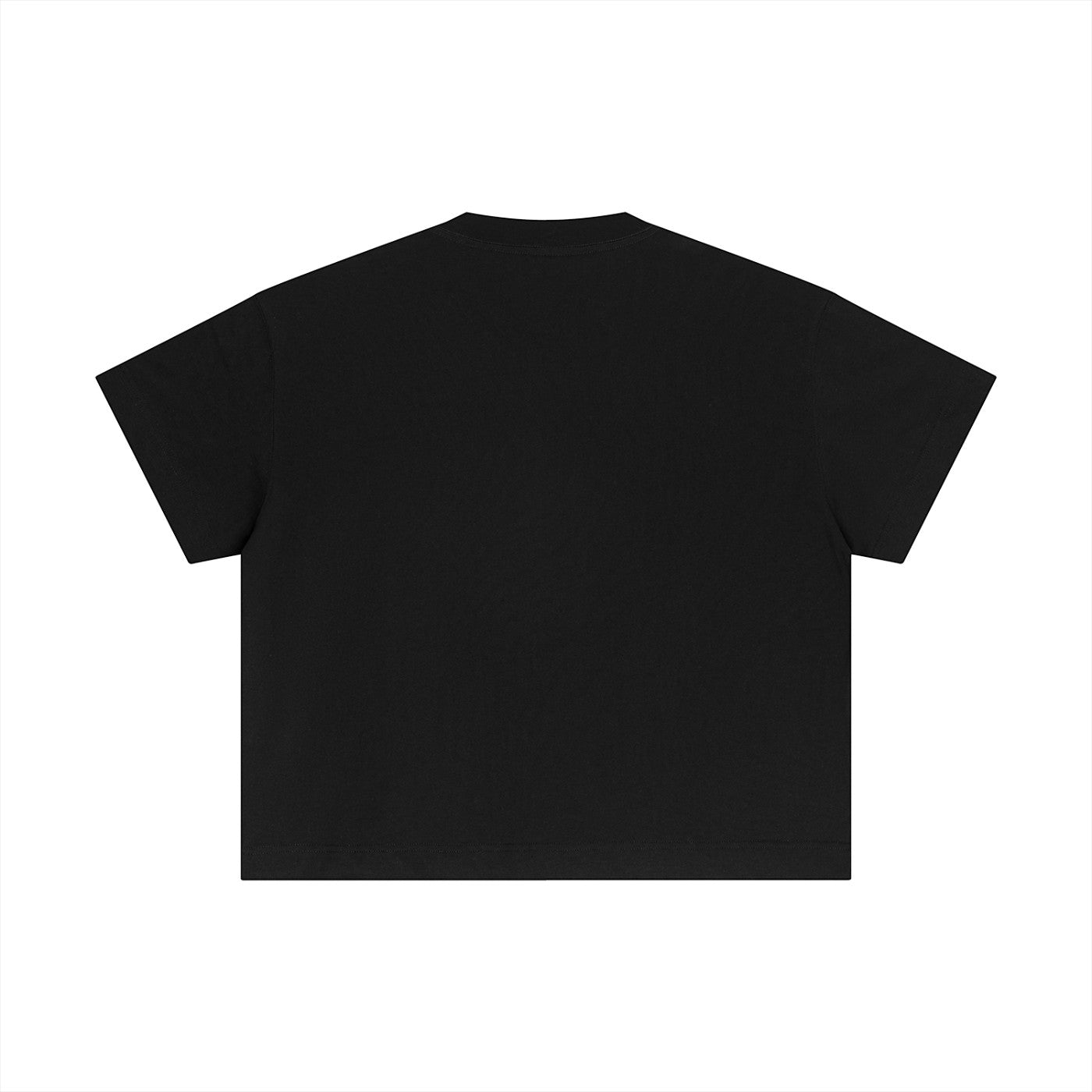 Omina Studio black essential cotton boxy t-shirt with a relaxed fit and structured drape.