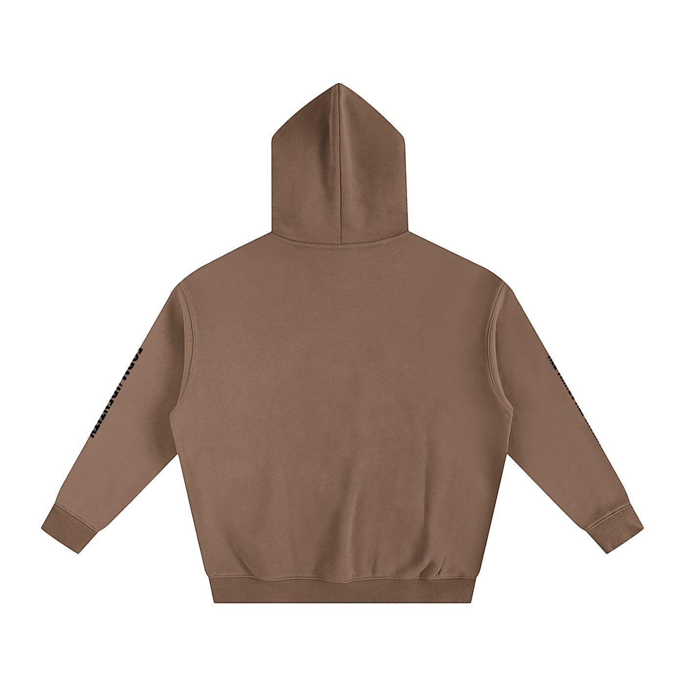 Omina brown heavyweight cotton blend oversized fleeced hoodie with minimal chest logo and clean back design.