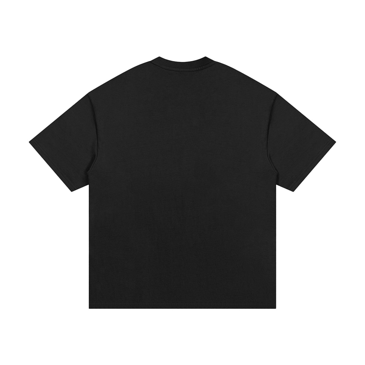 Omina Essentials black heavyweight cotton t-shirt with relaxed oversized fit and drop shoulders.