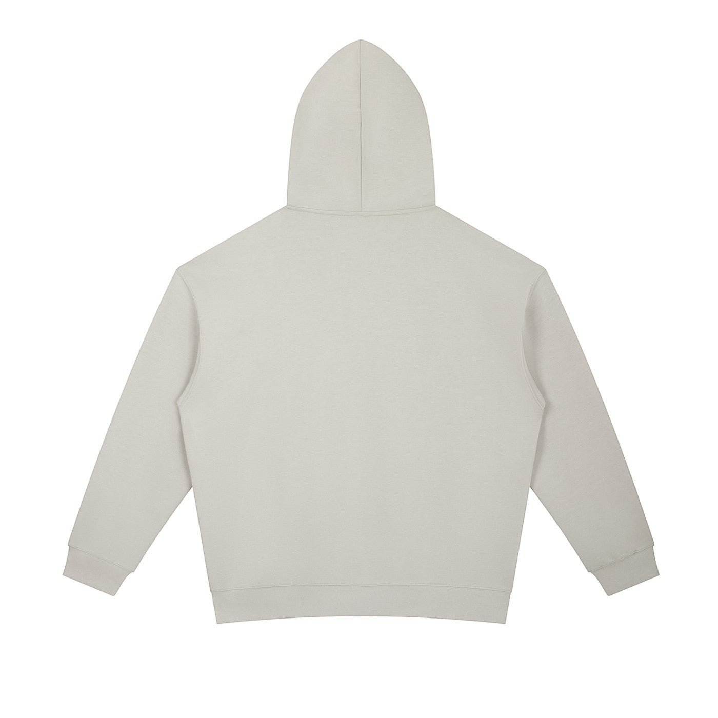 Omina Essentials heavyweight cotton blend hoodie in light grey, featuring an oversized fit, drop shoulders, and a kangaroo pocket.