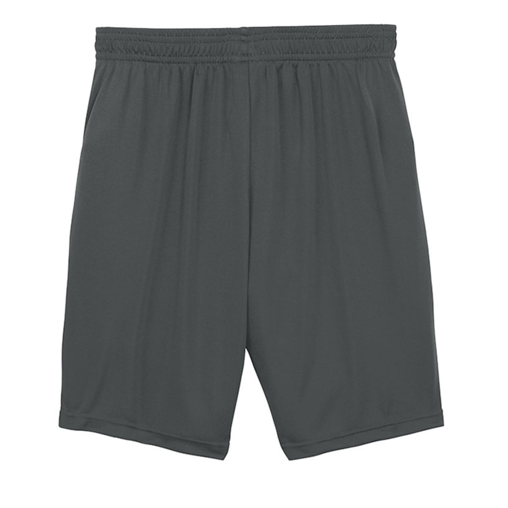 Omina Kids Youth Form / Identity Shorts in charcoal grey, featuring an elastic waistband and relaxed fit for comfort and movement.