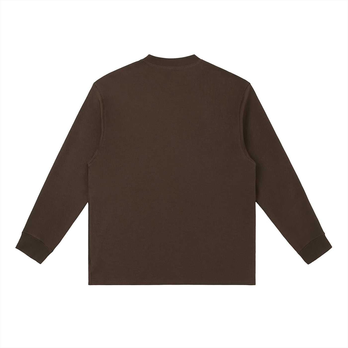 Omina dark brown cotton blend long-sleeve t-shirt with crewneck and relaxed fit.