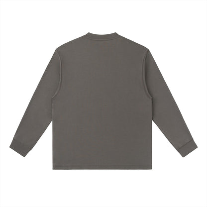Omina grey cotton blend long-sleeve t-shirt with crewneck and relaxed fit.