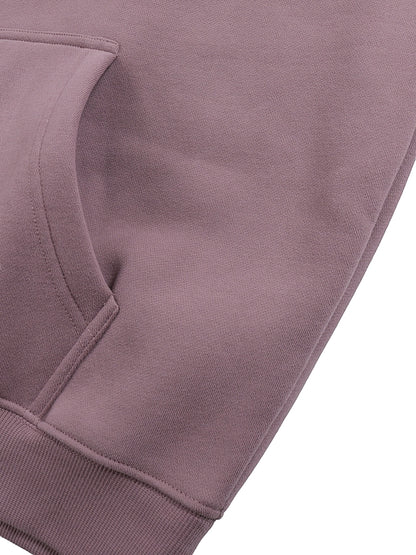 Omina Studio mauve oversized fleeced hoodie with a soft interior and heavyweight cotton blend construction.