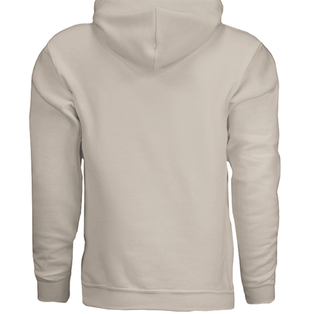 Omina beige cotton blend hoodie sweatshirt with Medusa graphic print on front. Relaxed fit with drawstring hood and kangaroo pocket.