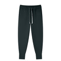 Omina Men's dark grey tapered leg drawstring joggers made from a polyester-spandex blend.