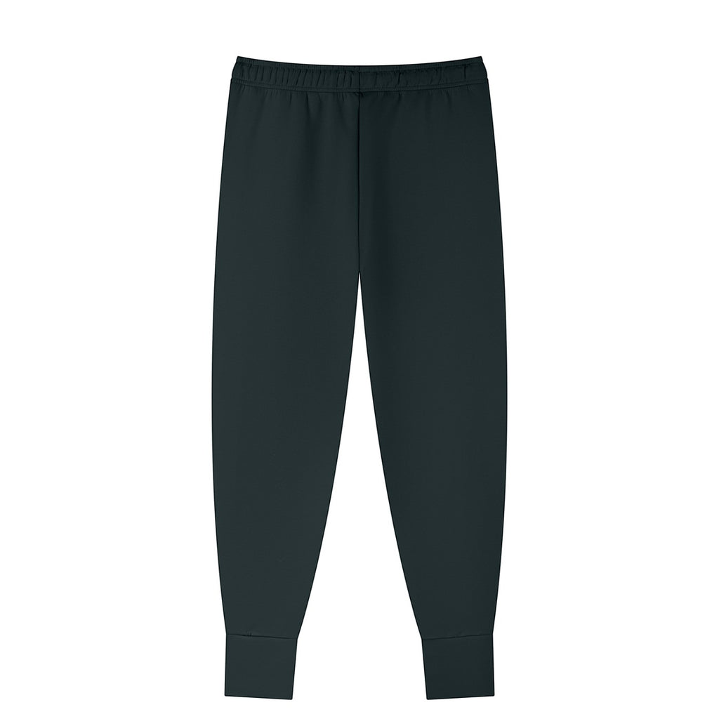Omina Men's dark grey tapered leg joggers made from polyester and spandex blend with drawstring waist and cuffed ankles.