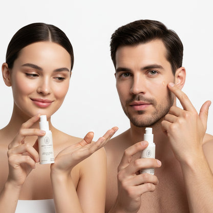 Omina Essence Retinol Alternative Serum in a white pump bottle, formulated with Bidens Pilosa extract for anti-aging benefits.