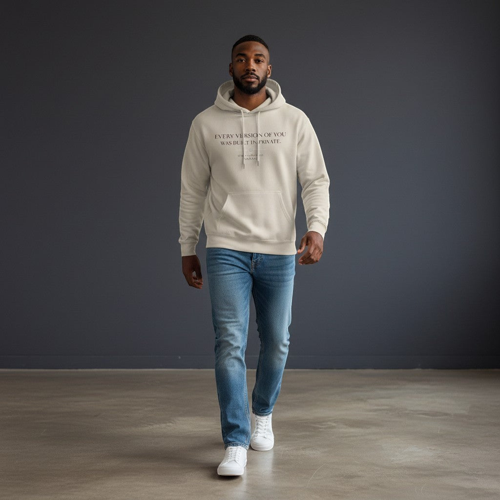 Omina Studio beige heavyweight cotton oversized hoodie with