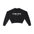 OMINA STUDIO black vintage washed cropped sweatshirt with oversized fit and drop shoulders.