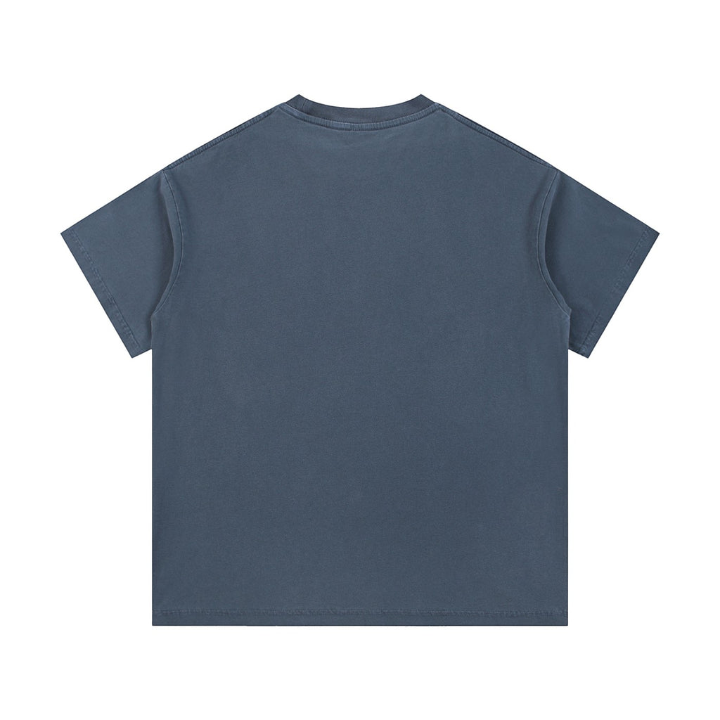 Omina Studio Blessed Vintage Wash Cotton T-Shirt, unisex, short sleeve, round neck, washed blue