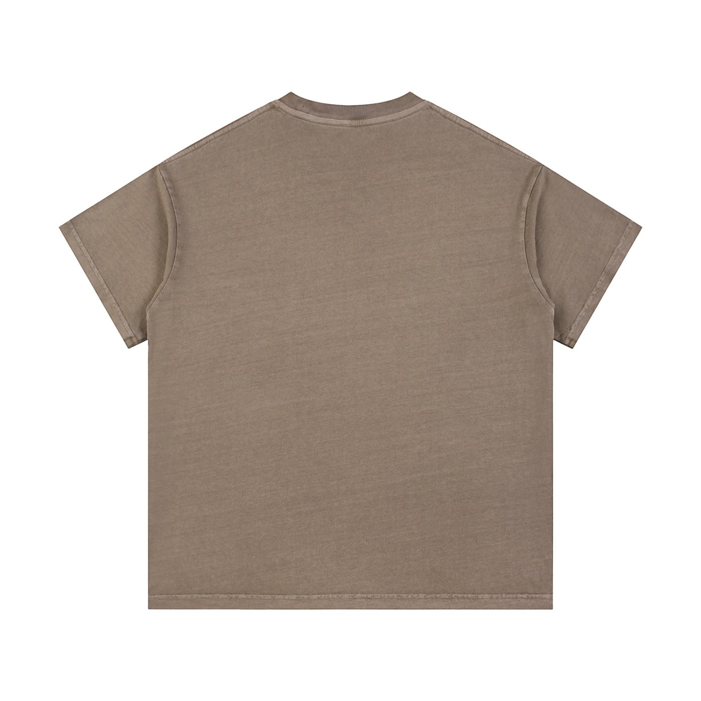 Omina Studio Blessed Vintage Wash Cotton T-Shirt in taupe with short sleeves and round neck.