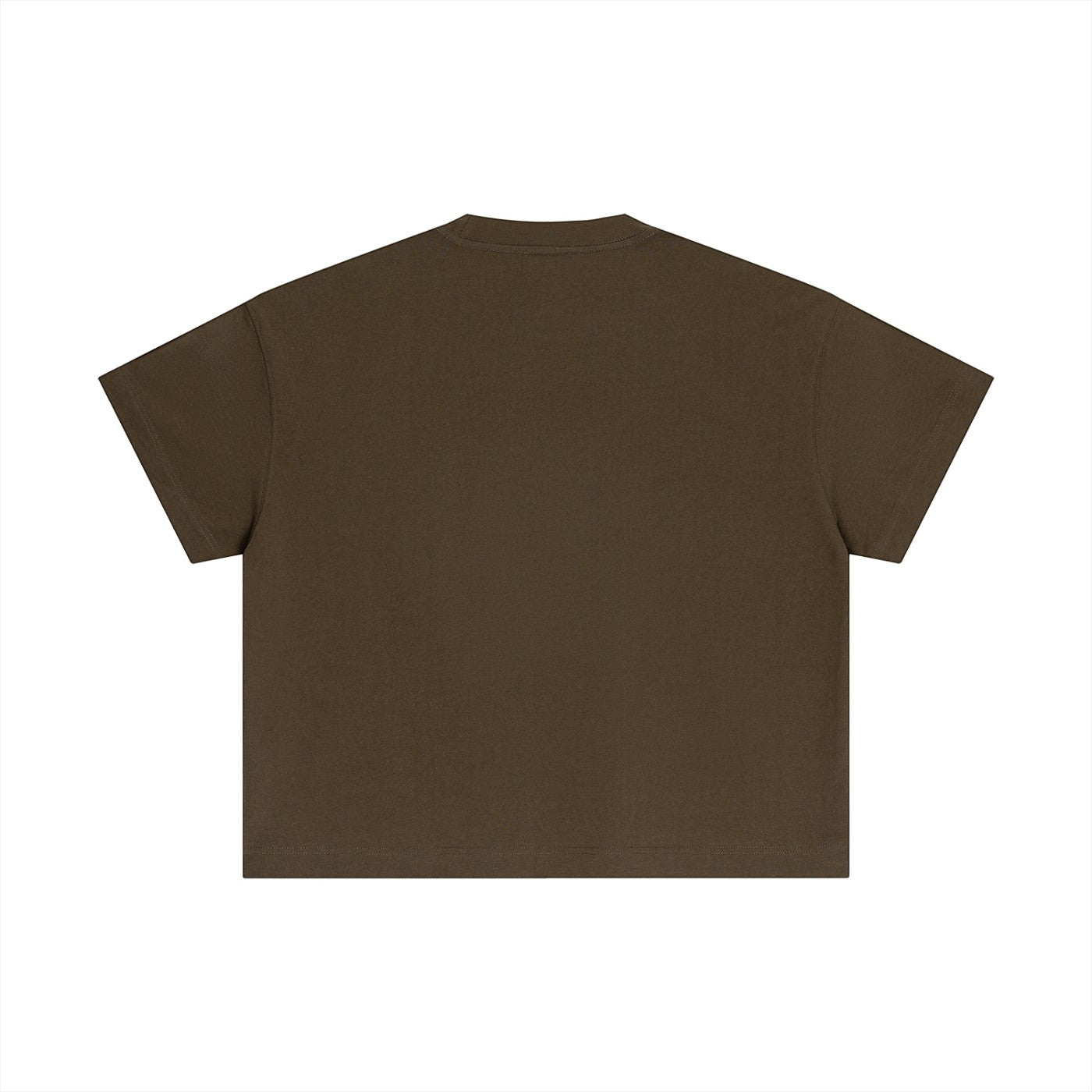 Omina Studio essential cotton boxy t-shirt in dark brown. Relaxed fit with structured drape and minimal branding.