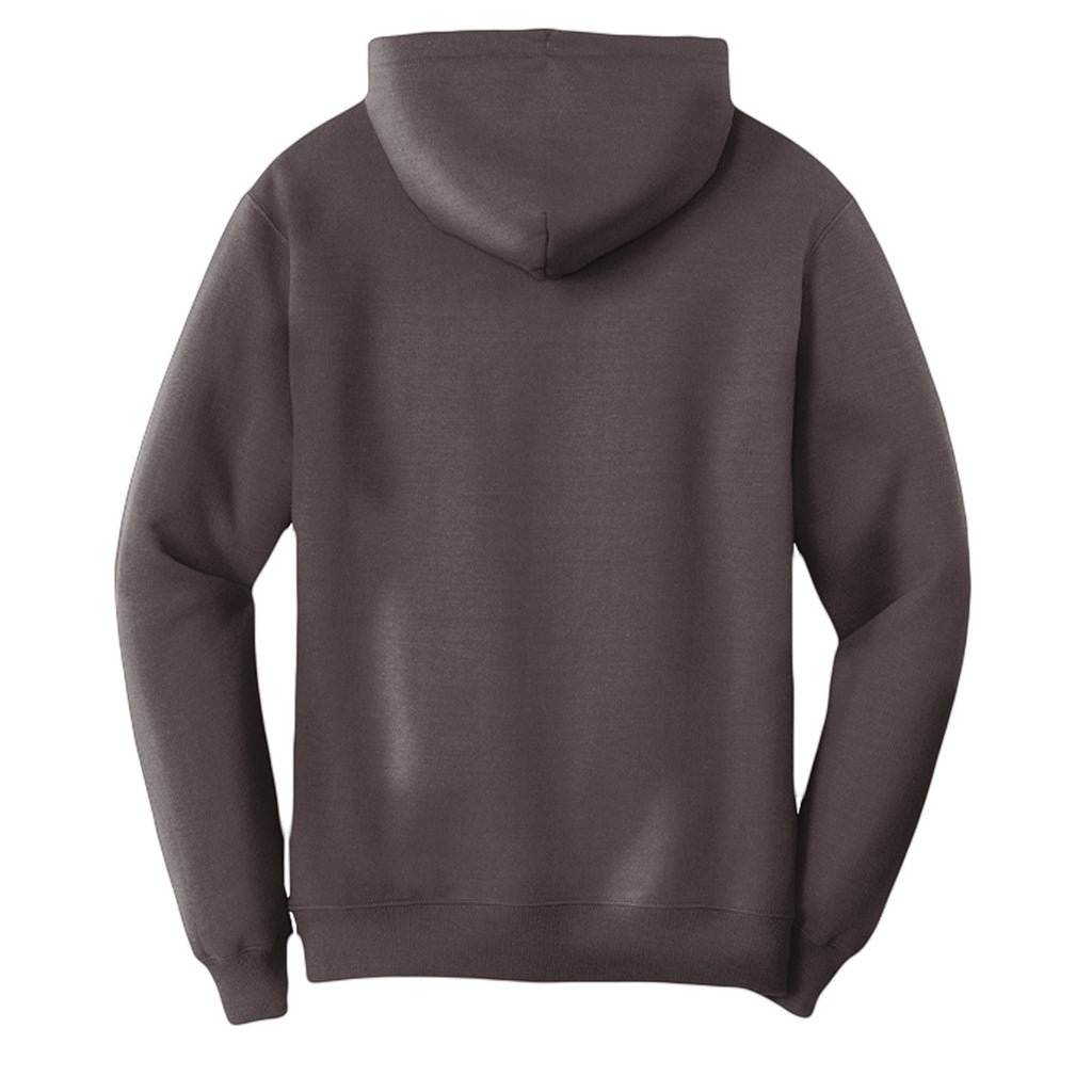 Omina Studio brown pigment-dyed cotton blend hoodie with relaxed fit and kangaroo pocket.