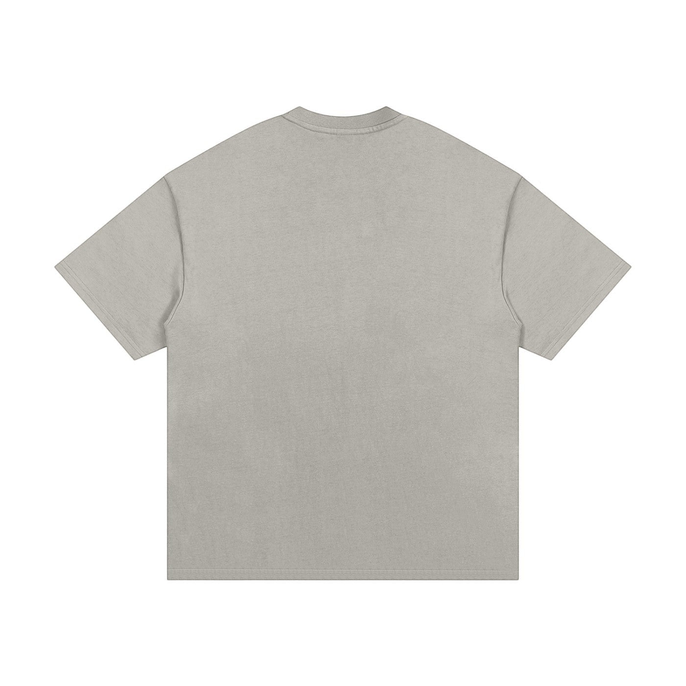 OMINA Studio heavyweight cotton t-shirt in light grey with an oversized relaxed fit and drop shoulders.