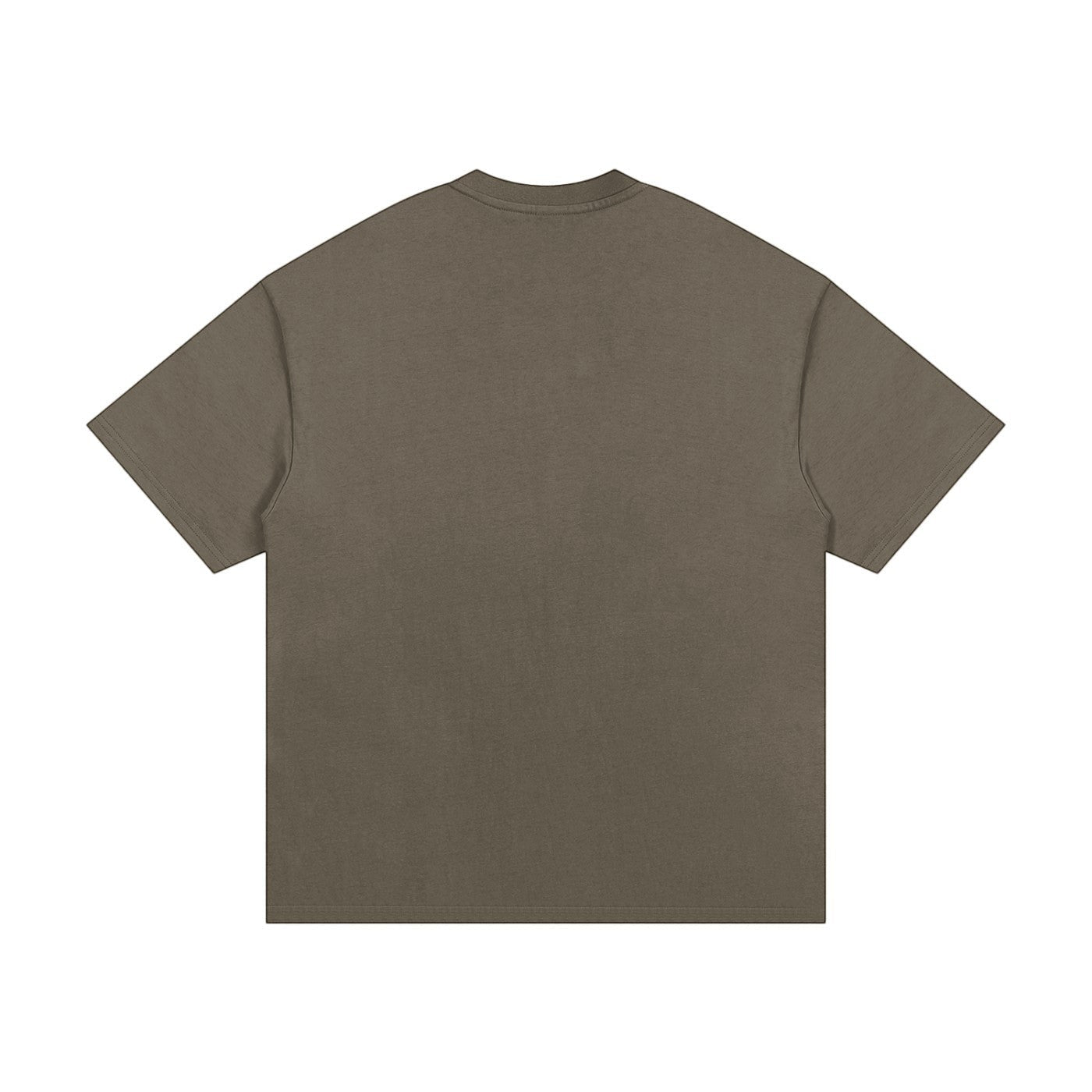 OMINA Studio heavyweight cotton t-shirt in taupe with an oversized relaxed fit and drop shoulders.
