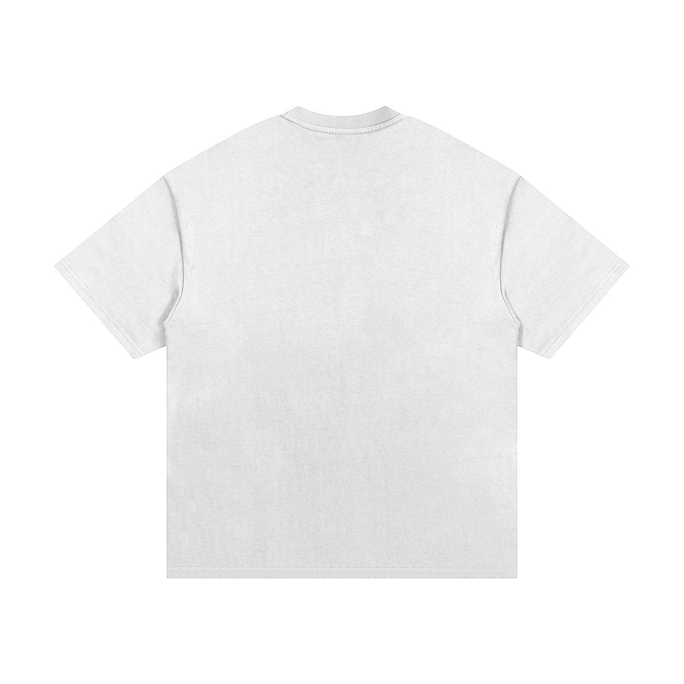OMINA Studio heavyweight cotton t-shirt in white with oversized relaxed fit and drop shoulders.