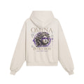 OMINA Studio heavyweight cream cotton hoodie with a graphic of Medusa and the text "Move With Intention" on the back.