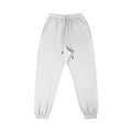 Omina Studio light grey 100% combed cotton sweatpants with tapered fit, elastic waistband, drawstring, and cuffed ankles.