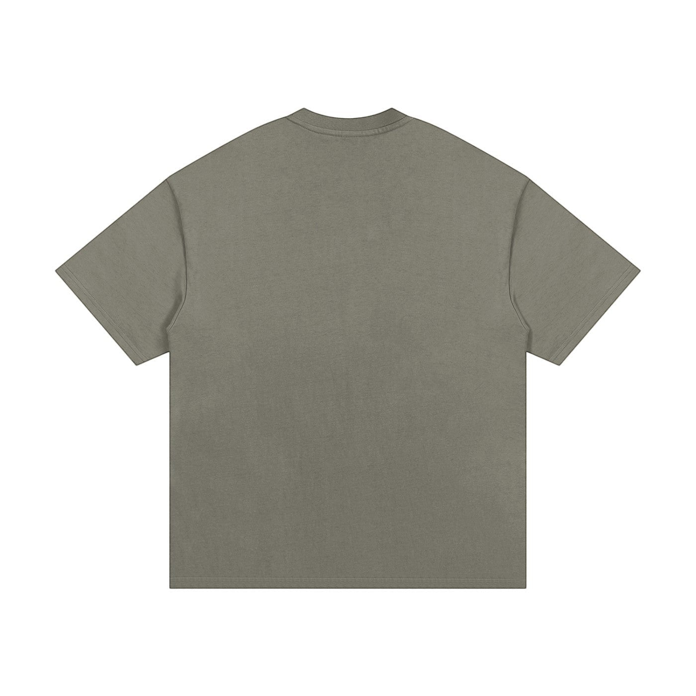 OMINA Studio heavyweight cotton t-shirt in olive green with an oversized relaxed fit and drop shoulders.