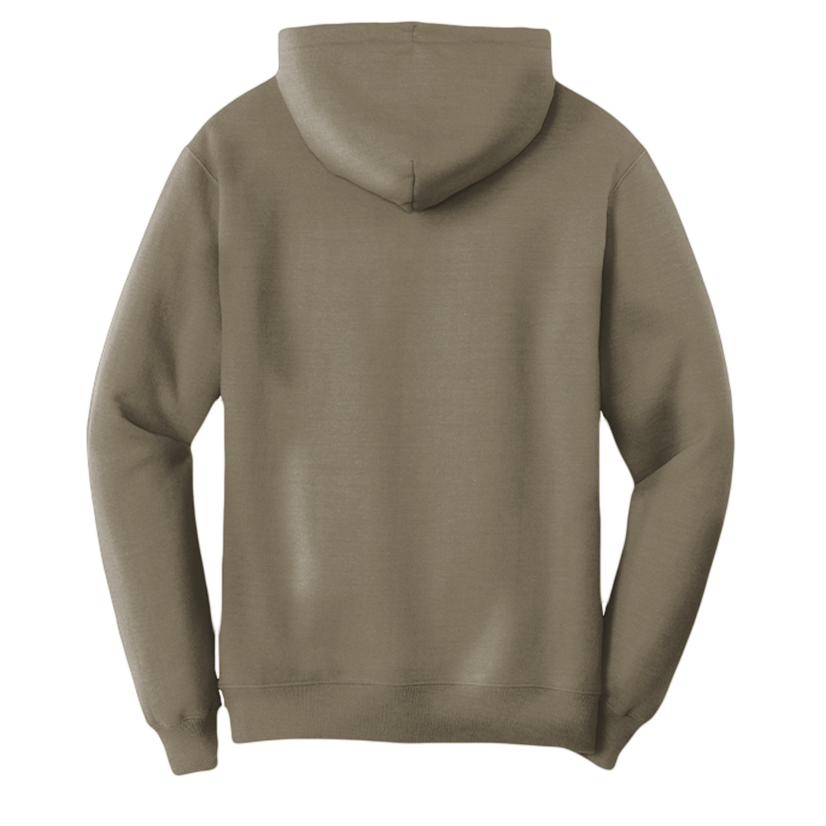 Omina Studio taupe pigment-dyed cotton blend hoodie sweatshirt with relaxed fit and front pouch pocket.
