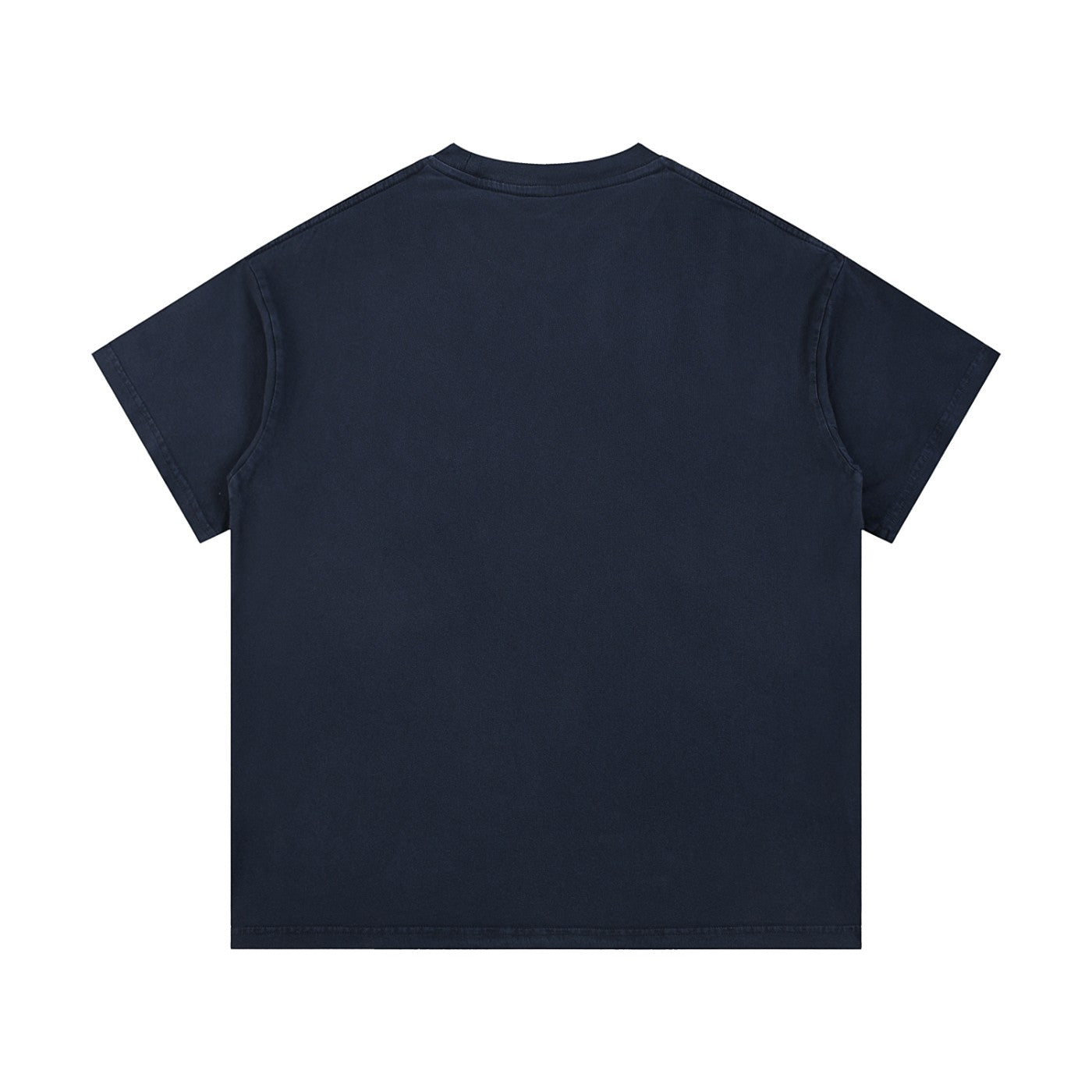 Omina Studio Blessed Vintage Wash Cotton T-Shirt in navy blue. Unisex, 100% cotton, short sleeve, round neck.