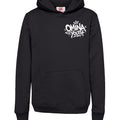 Omina black heavyweight cotton youth hoodie with graffiti-style logo on chest. Relaxed fit.