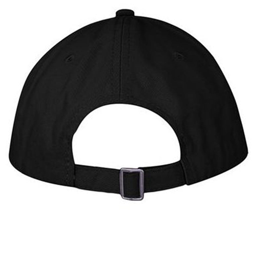 Omina black cotton twill low-profile youth baseball cap with adjustable buckle closure