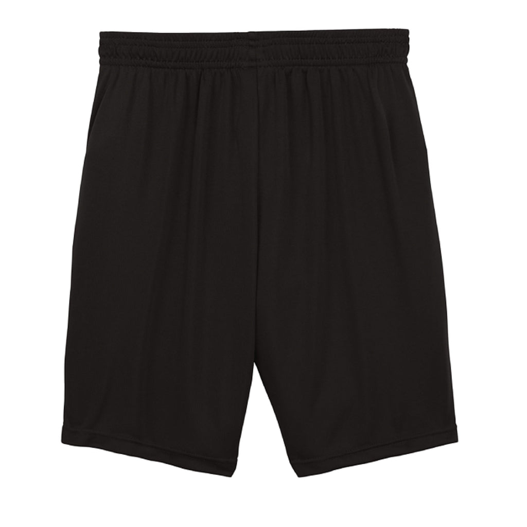 Omina black youth shorts with elastic waistband, designed for comfort and movement.