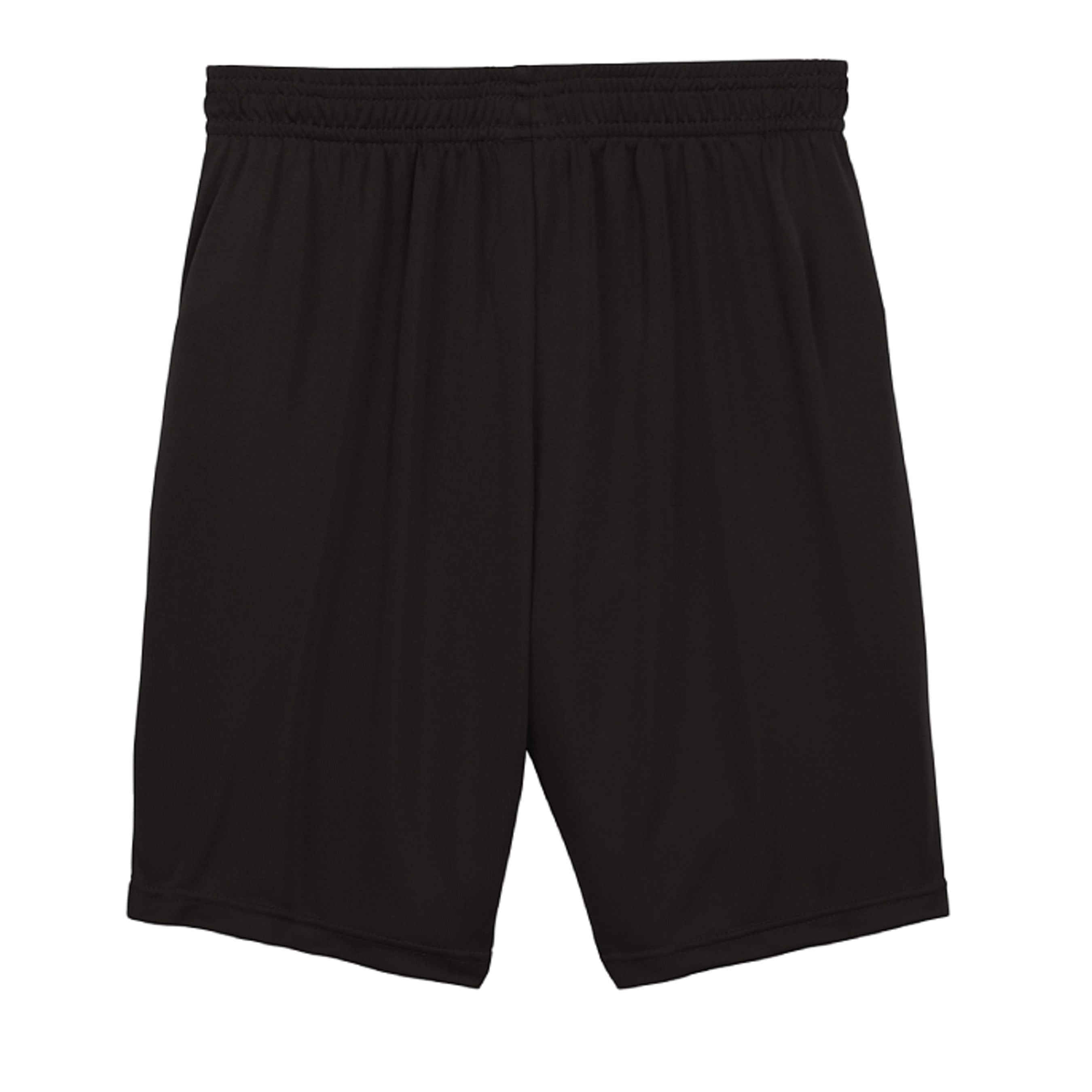 Omina black youth shorts with elastic waistband, designed for comfort and movement.