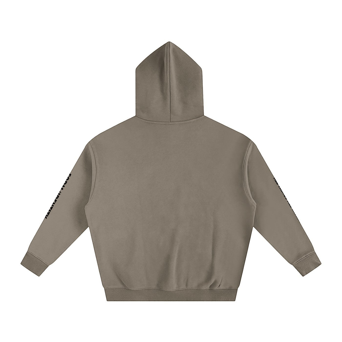 Omina Studio taupe oversized fleeced hoodie with subtle logo detail on left sleeve. Heavyweight cotton blend for warmth and structure.